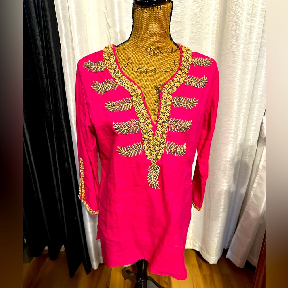 Pink Embroidered Women's Top L
